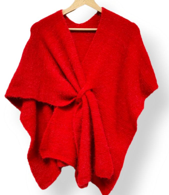 LOOWIE Italian Knit Cozy Warm Wrap with Loop-Red