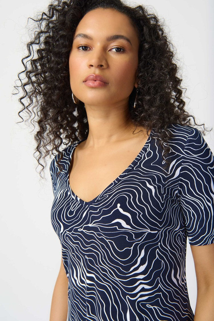 Joseph Ribkoff Abstract Print Puff A-Line Dress