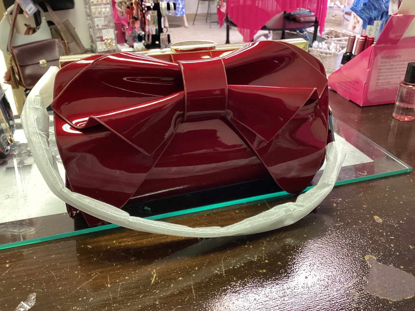 Ruby Bow Paton Leather Dress Handbag/Clutch
