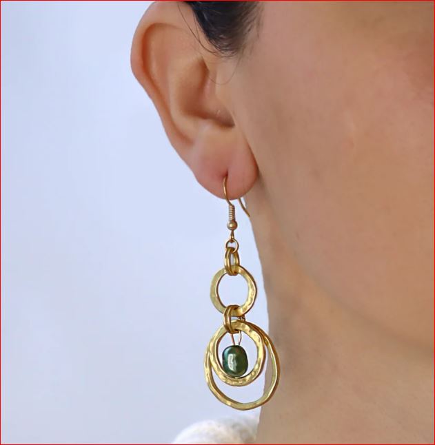 Karine Sultan Green Pearl Multi Circle Earrings
