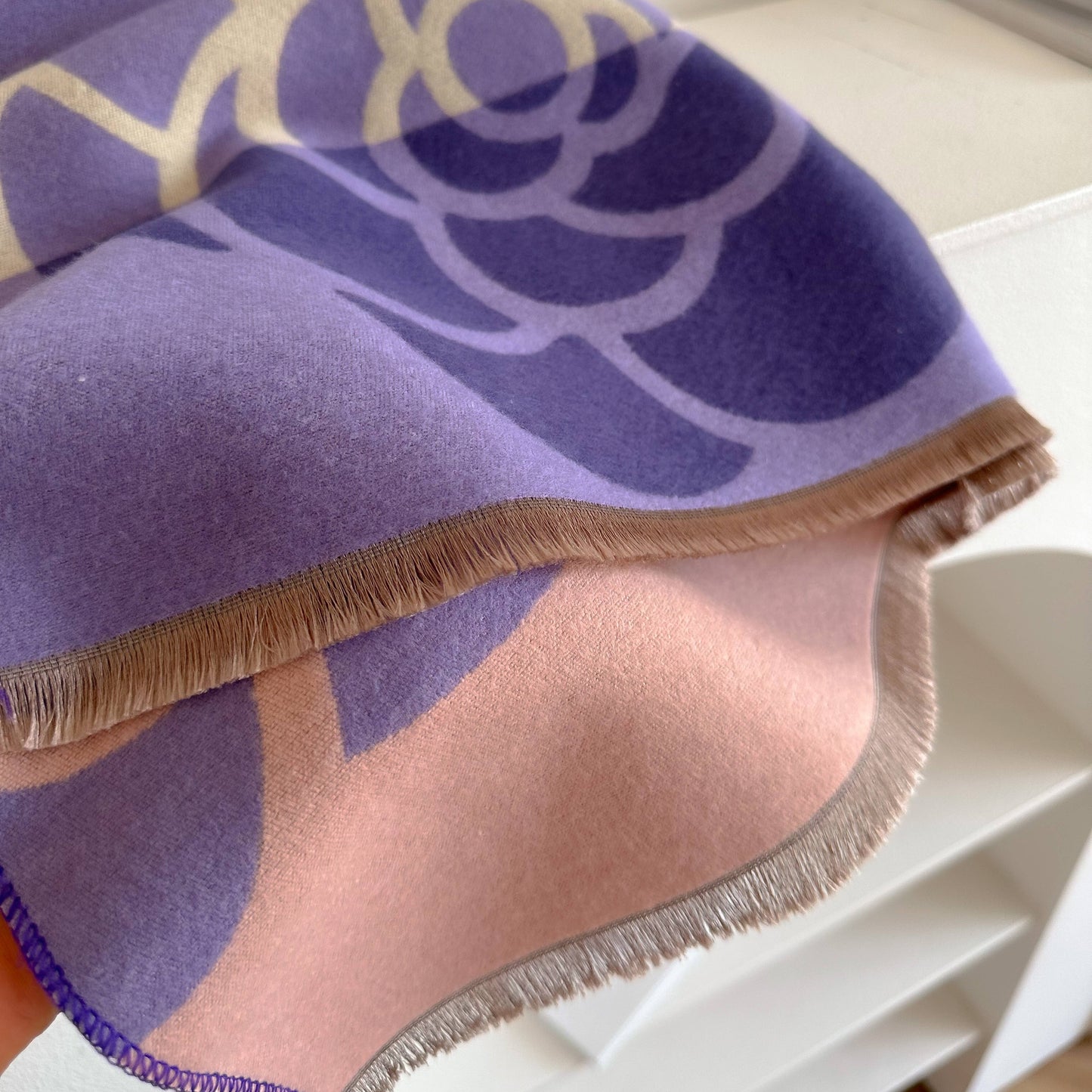 Winding River - Purple / Ivory Geo Rose Reversible Wrap
