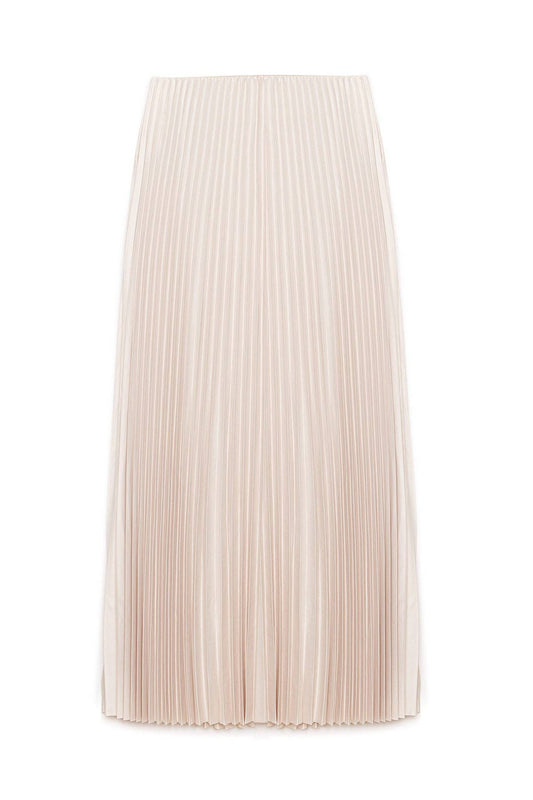 Touché Privé - PLEATED SKIRT - MAXI LENGTH, HIGH WAIST: Beige OS/2-12