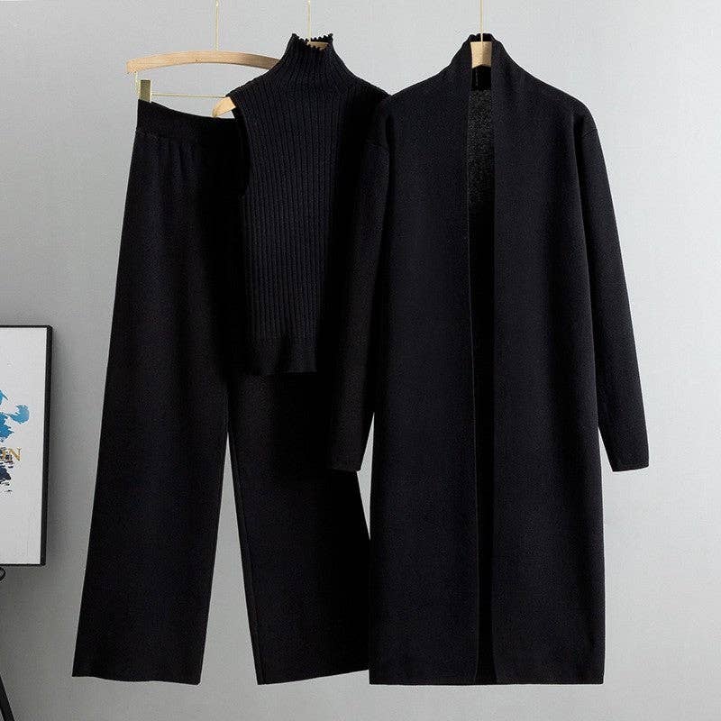 U.Z. Knitted Vest, Cardigan, And Pants Set: Apricot / One_size