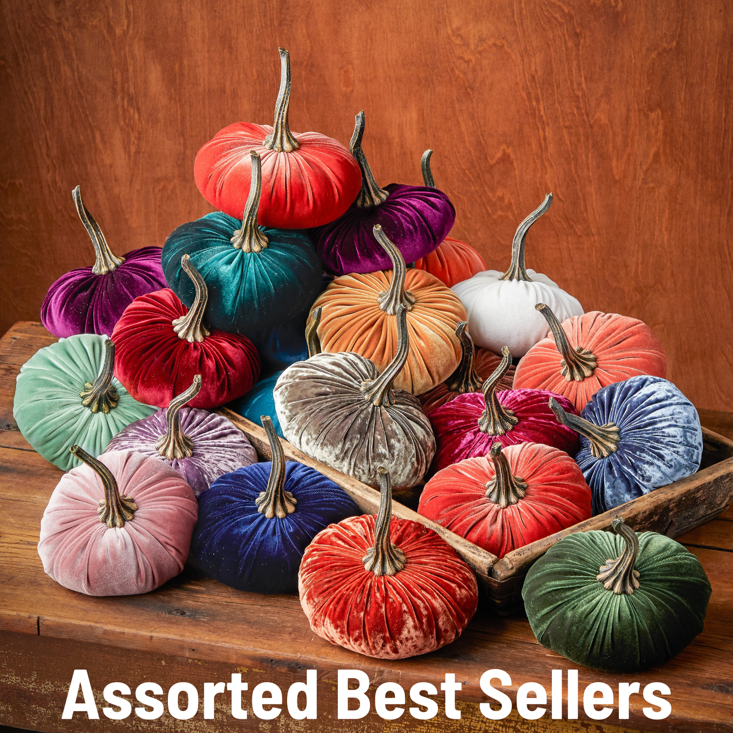 Your Heart's Content - Pumpkin Large Velvet, Fall Decor, Shelf Sitter, Tablescape: Gold