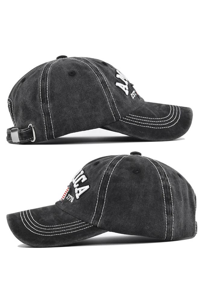 UNISHE - America Flag Embroidered Baseball Cap DXCB327: Navy / One Size