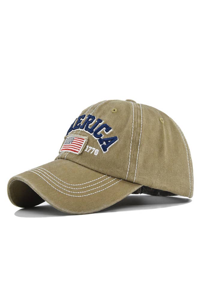 UNISHE - America Flag Embroidered Baseball Cap DXCB327: Wine Red / One Size