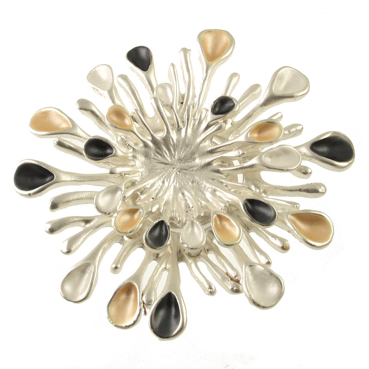 Origin Jewelry - Sunburst Magnetic Brooch in Tri-Tones : Silver Aqua