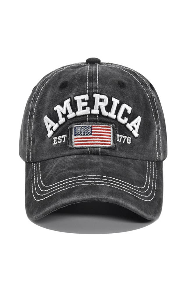 UNISHE - America Flag Embroidered Baseball Cap DXCB327: Wine Red / One Size