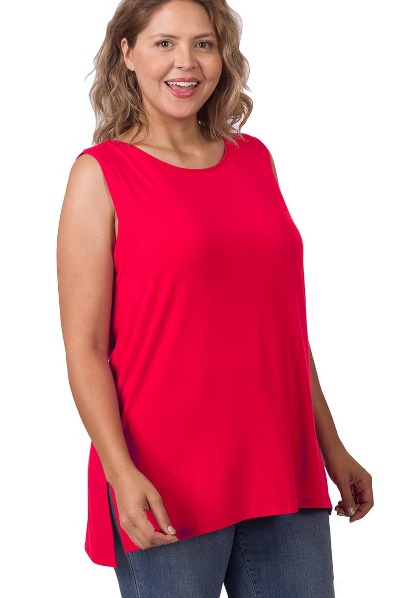 42POPS - SI-22945 Plus Sleeveless Round Top: +RUBY-141107 / 2X