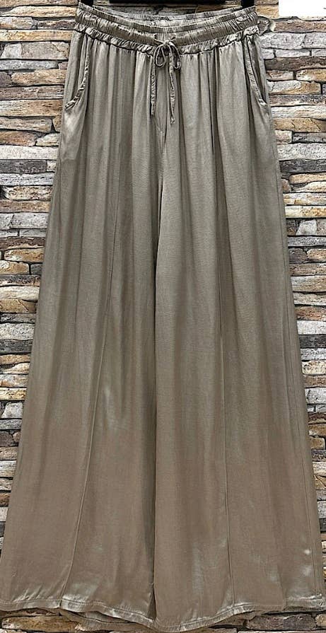 LOOWIE - ELPBR Italian Bronze Wide Legs Satin Feel Pants LOOWIE