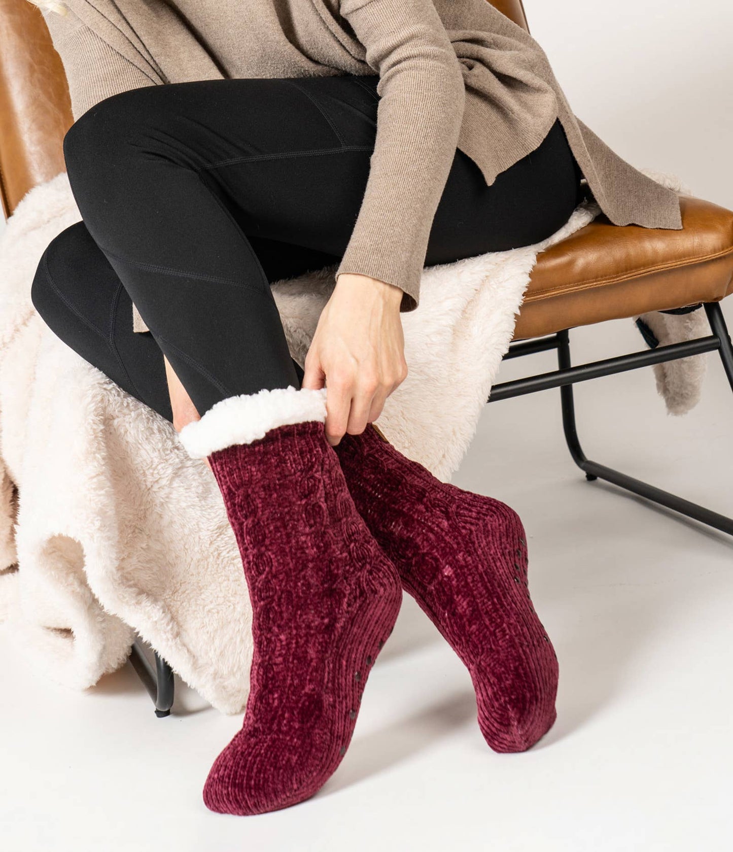 Britt's Knits Beyond Soft Slipper Socks 2nd Open Stock: Wine
